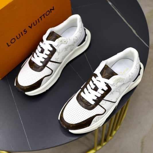 LV RUN AWAY SNEAKER WHITE AND CHOCOLATE BROWN