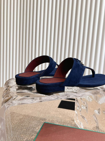 LP 25C Thong Slide Sandal Navy Blue Suede 208114