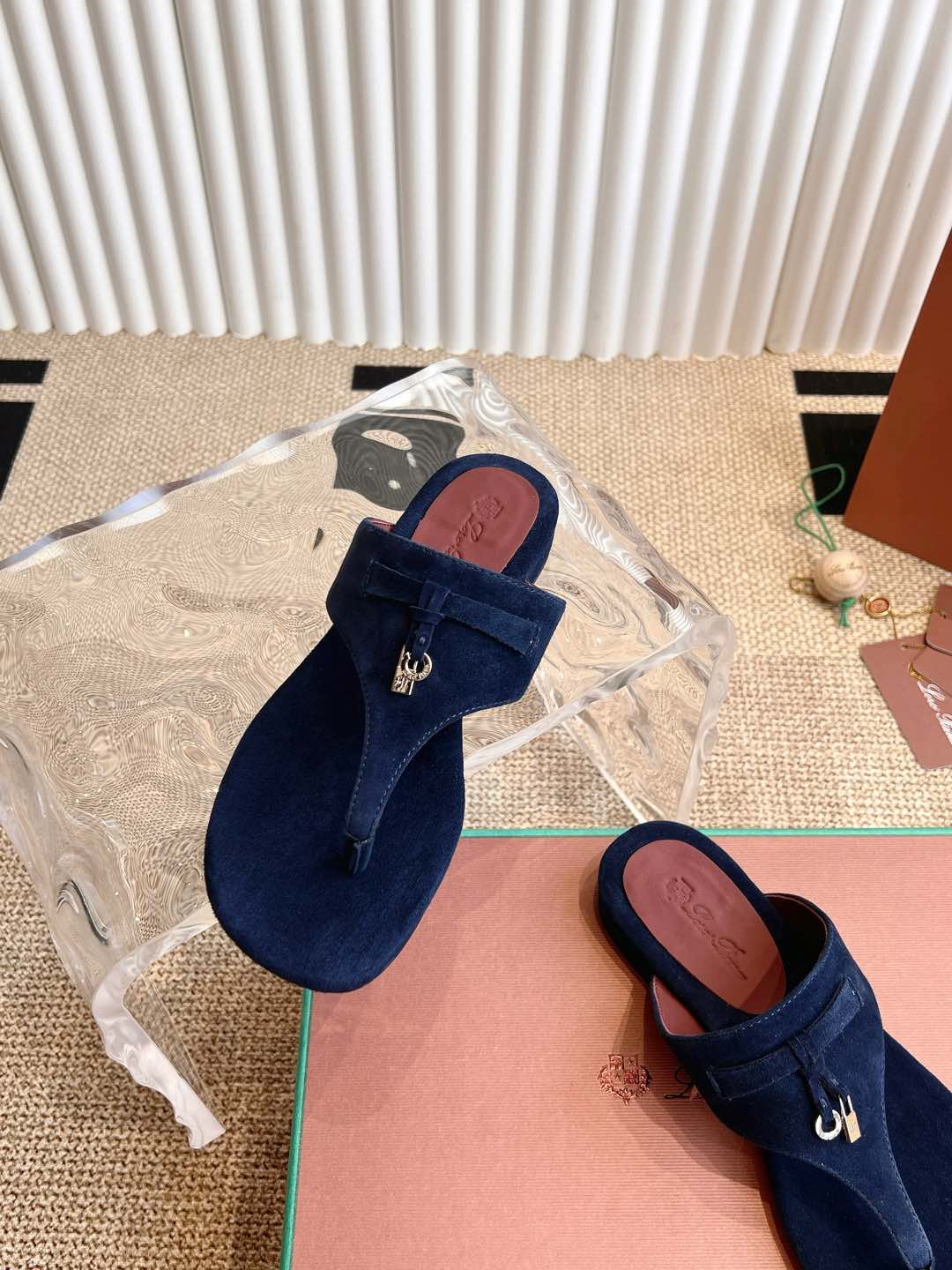 LP 25C Thong Slide Sandal Navy Blue Suede 208114