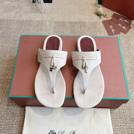 LP 25C Thong Slide Sandal White Suede 208108