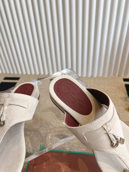 LP 25C Thong Slide Sandal White Suede 208108