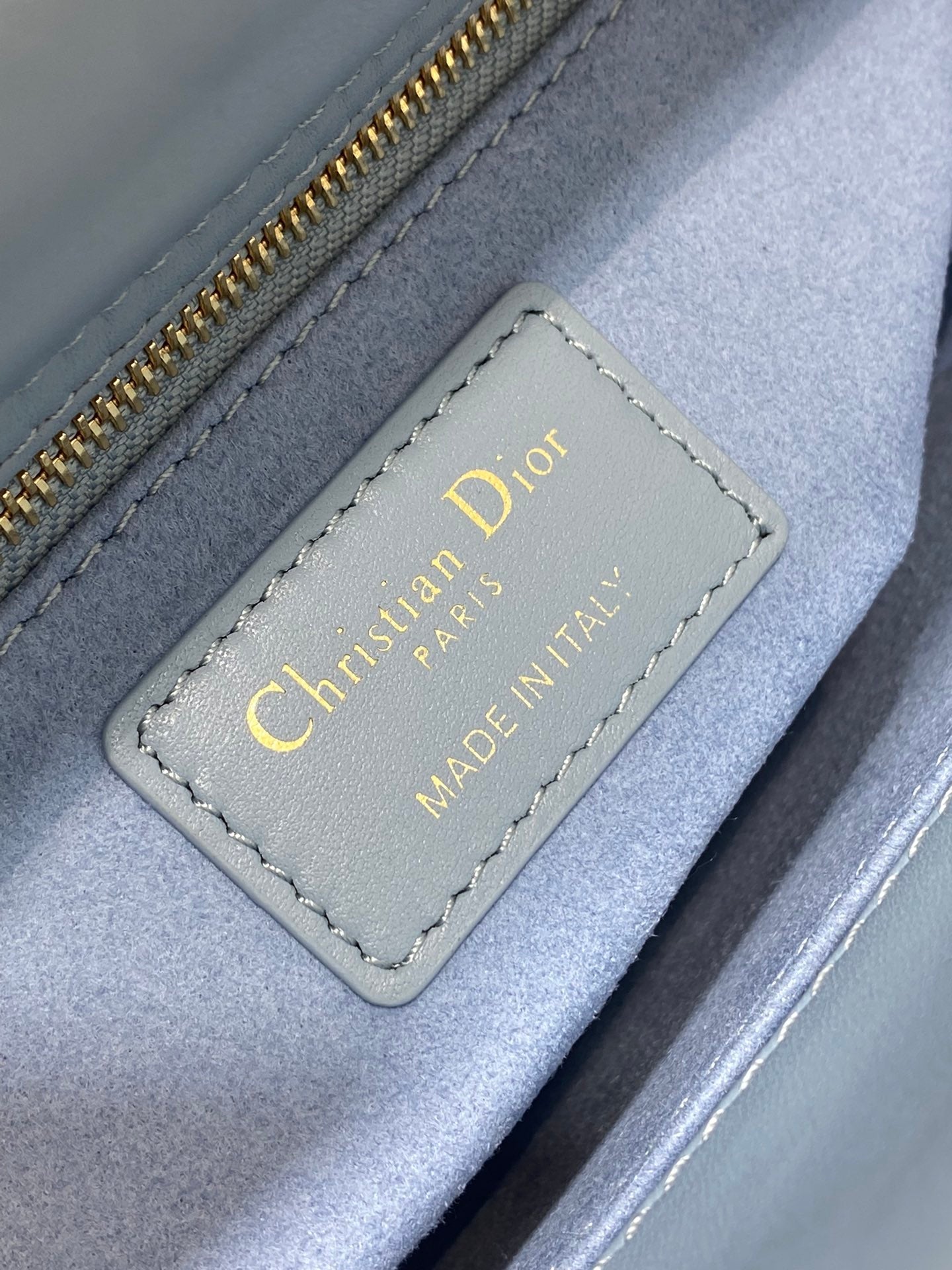 Lady Bag 20cm Celeste Blue Grey Lambskin