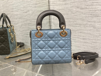 Lady Bag 17cm Celeste Blue Grey Lambskin