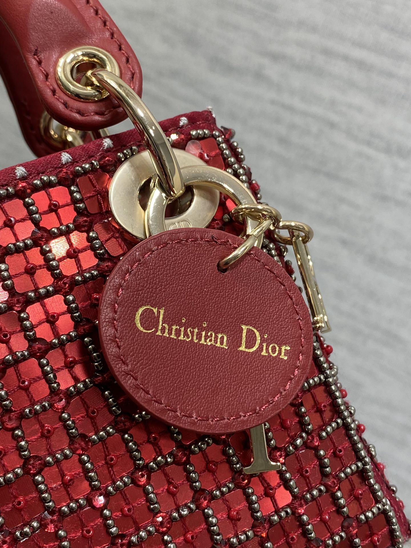 Lady Micro Bag 10cm Red Fabric Embelished Bead