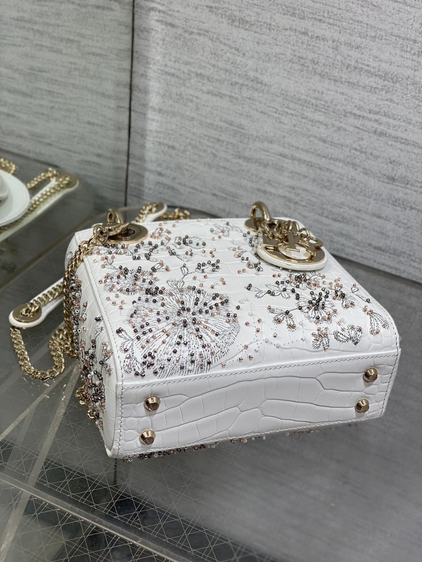 Lady Bag 17cm White Crocodile Leather