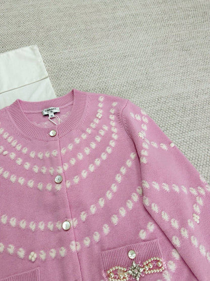 CC 25 Pearls Cardigan Pink Cashmere
