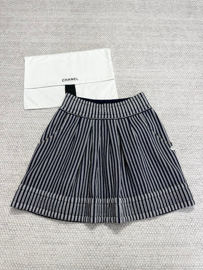 CC 25 Striped Skirt Blue Cotton