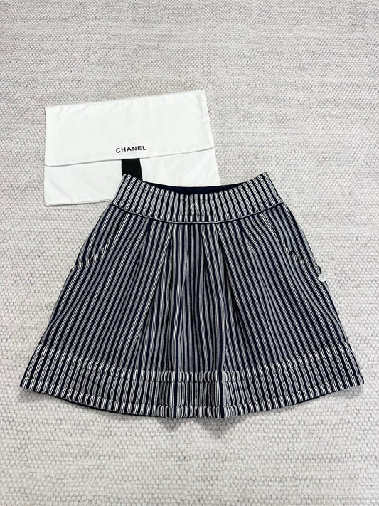 CC 25 Striped Skirt Blue Cotton