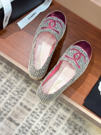 CC 25 Espadrilles Logo Pink Fabric Sheepskin 310157