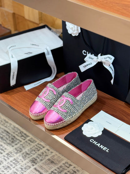 CC 25 Espadrilles Logo Pink Fabric Sheepskin 310157