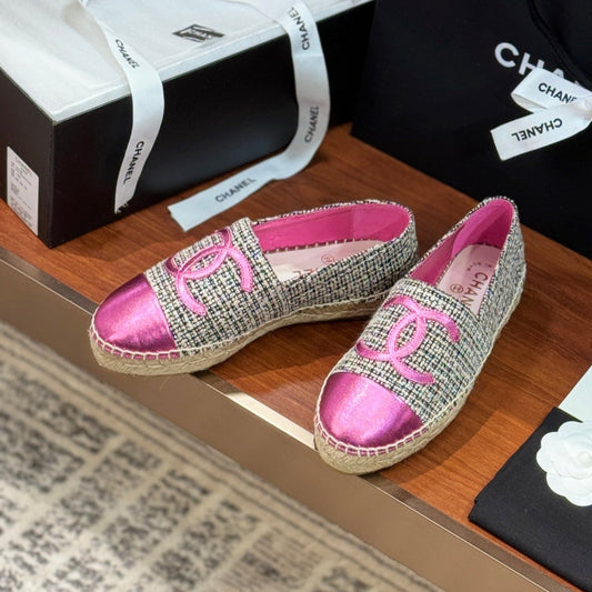 CC 25 Espadrilles Logo Pink Fabric Sheepskin 310157