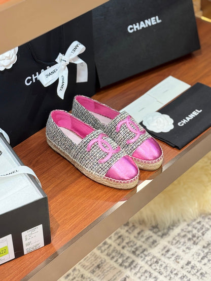 CC 25 Espadrilles Logo Pink Fabric Sheepskin 310157
