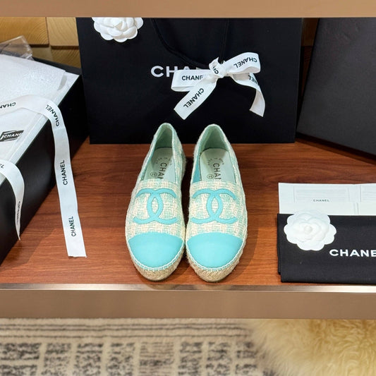 CC 25 Espadrilles Logo Blue Fabric Sheepskin 310159