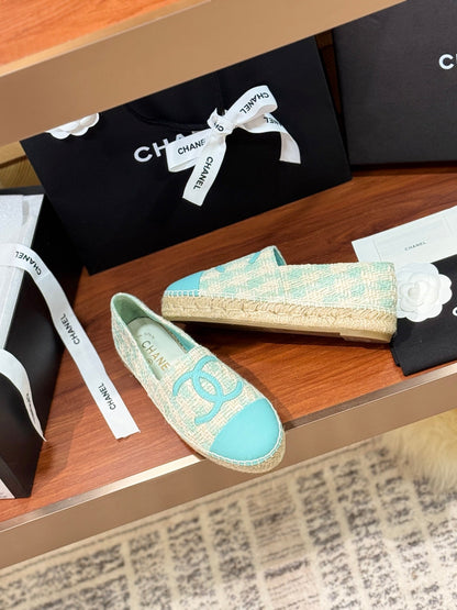 CC 25 Espadrilles Logo Blue Fabric Sheepskin 310159