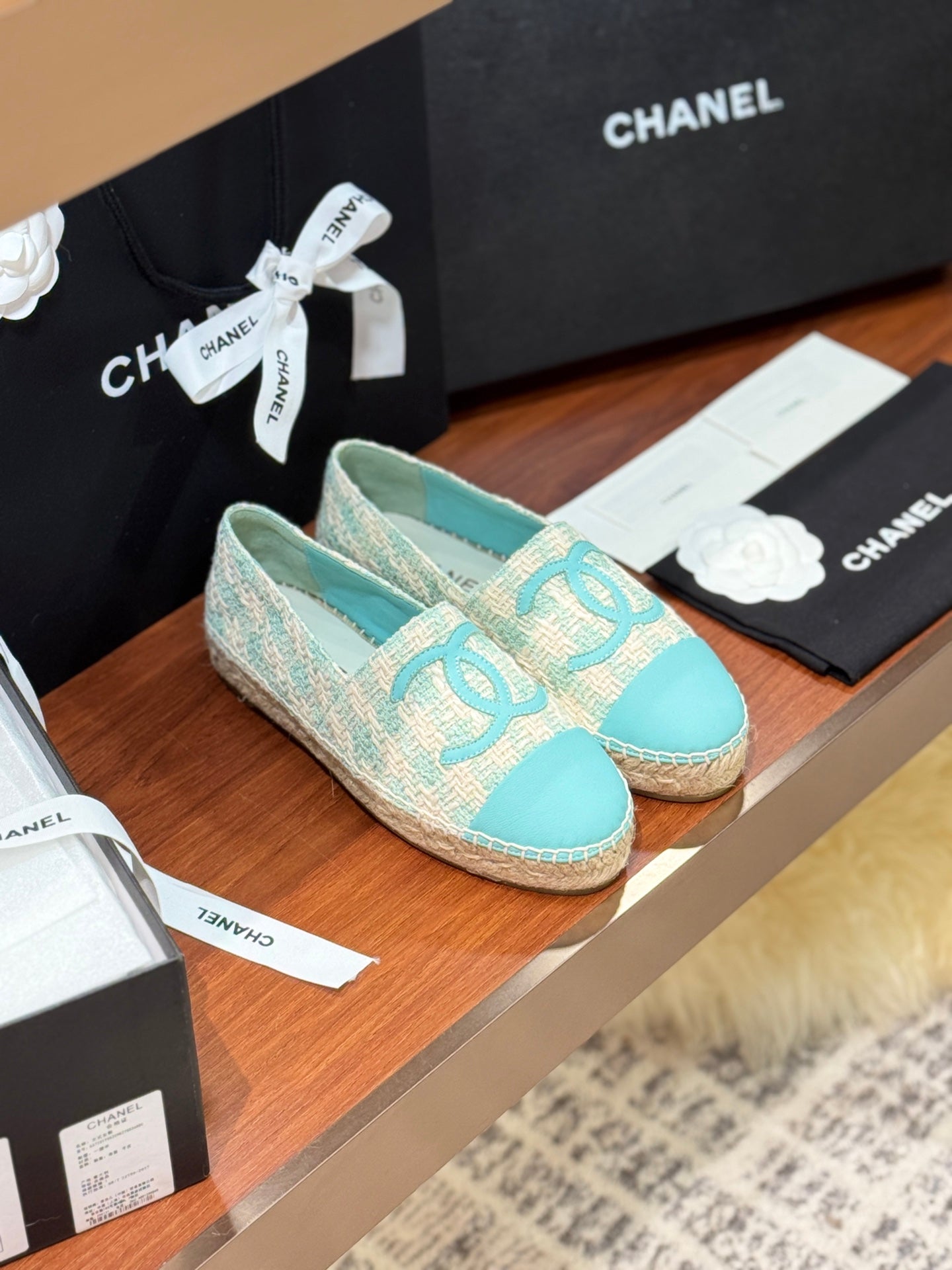 CC 25 Espadrilles Logo Blue Fabric Sheepskin 310159