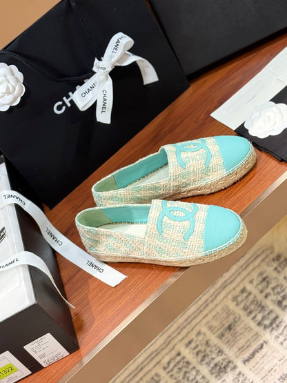 CC 25 Espadrilles Logo Blue Fabric Sheepskin 310159