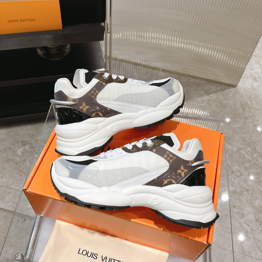 LV Run 55 Sneaker 50mm Brown Black Monogram Polyester Mesh Fabric