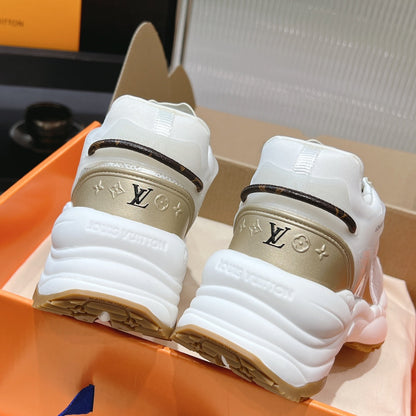 LV Run 55 Sneaker 50mm White Gold Polyester Mesh Fabric