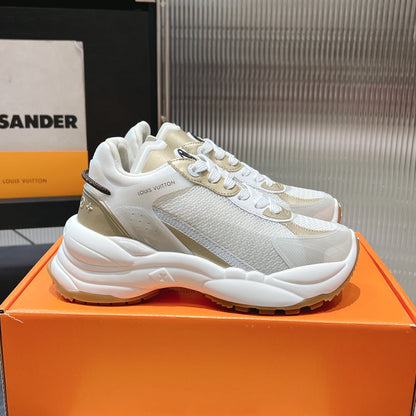 LV Run 55 Sneaker 50mm White Gold Polyester Mesh Fabric