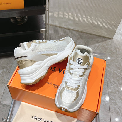 LV Run 55 Sneaker 50mm White Gold Polyester Mesh Fabric