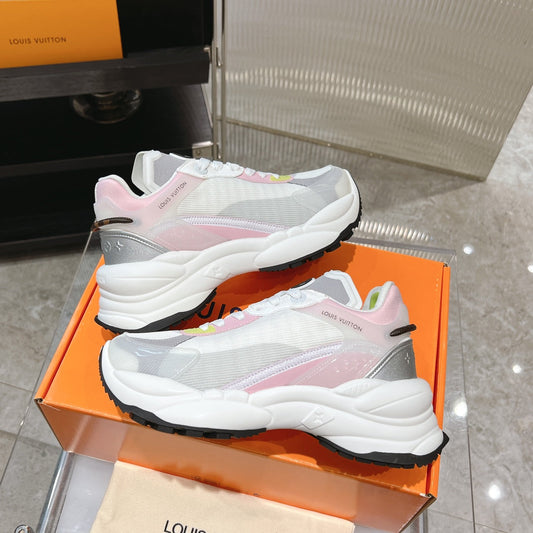 LV Run 55 Sneaker 50mm Grey Pink Polyester Mesh Fabric