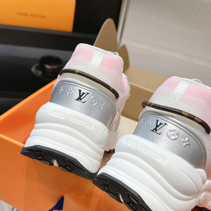 LV Run 55 Sneaker 50mm Grey Pink Polyester Mesh Fabric