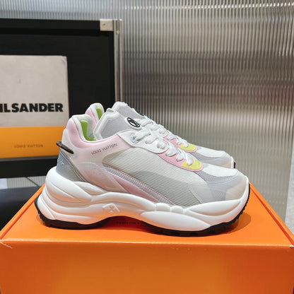 LV Run 55 Sneaker 50mm Grey Pink Polyester Mesh Fabric