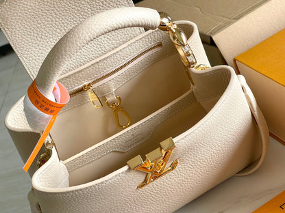 CAPUCINES MINI 21 BEIGE TAURILLON GOLD HARDWARE