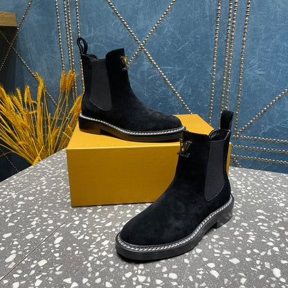 LV Beaubourg Ankle Boots Black Suede