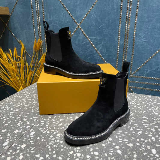 LV Beaubourg Ankle Boots Black Suede