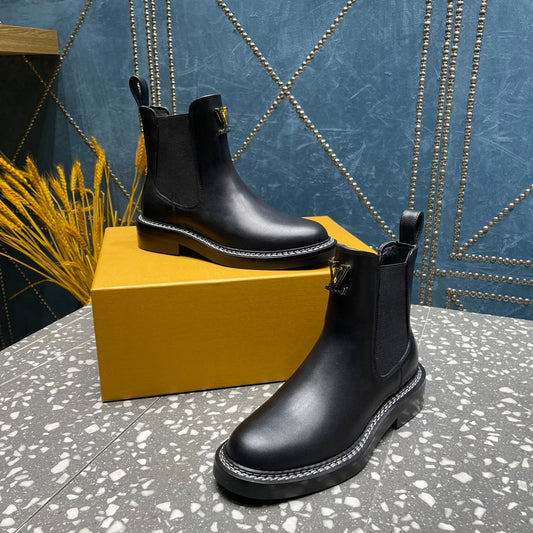 LV Beaubourg Ankle Boots Black Calfskin