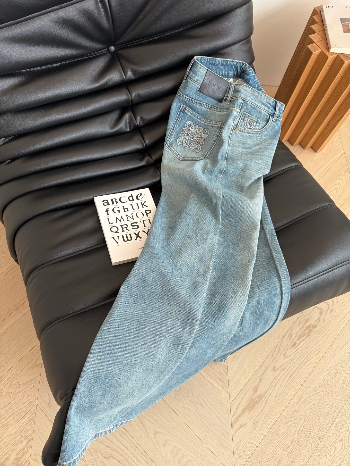 Loewe 25 Embroidered Straight Jeans Denim Cotton
