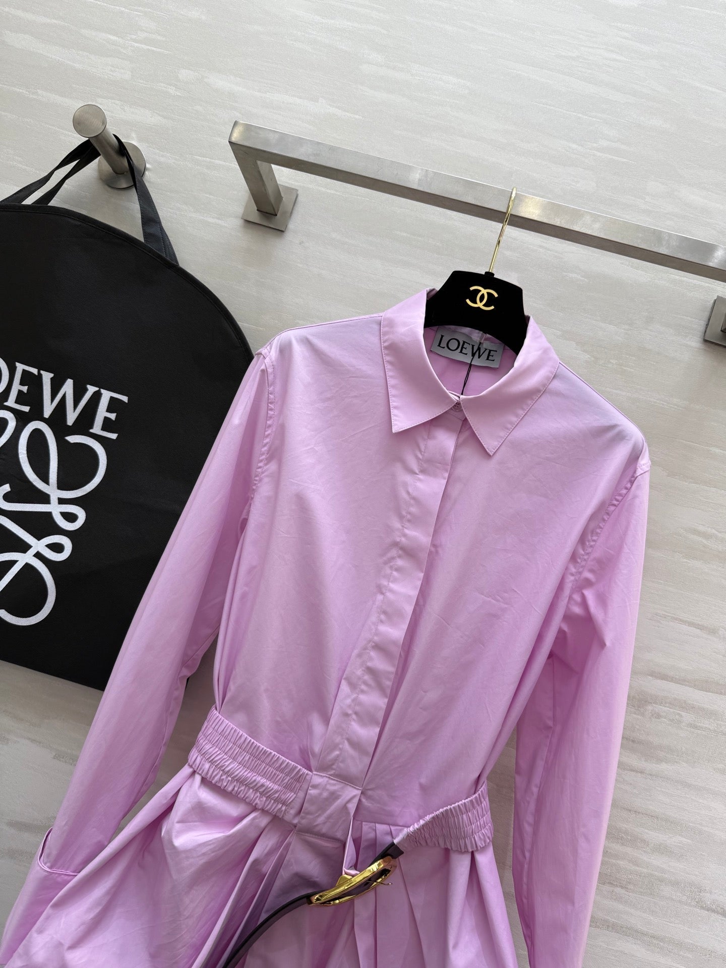 Loewe Shirt Dress Lilac Cotton