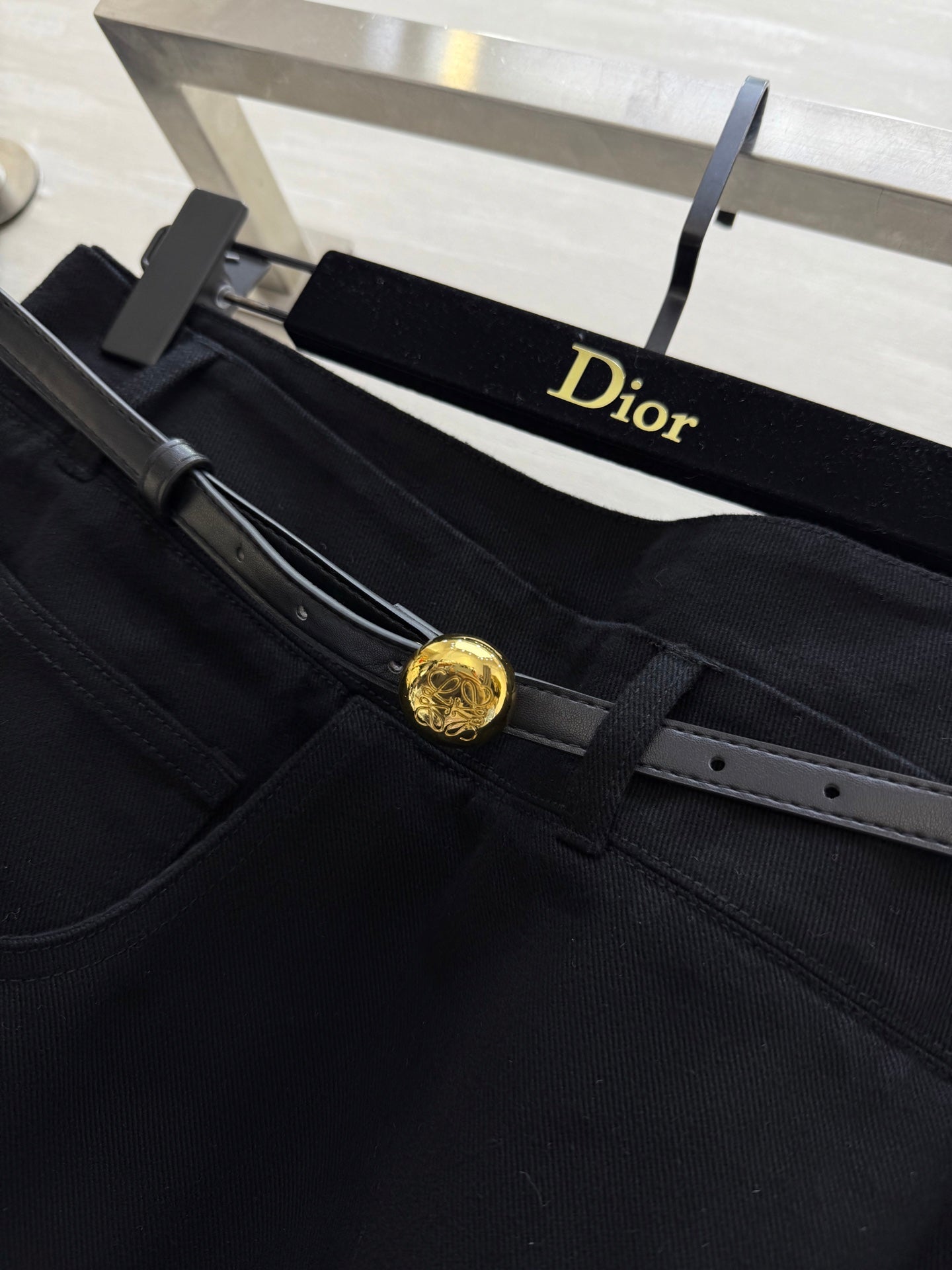 Loewe 25 Belt Skirt Black Cotton