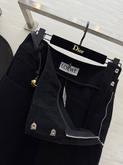 Loewe 25 Belt Skirt Black Cotton