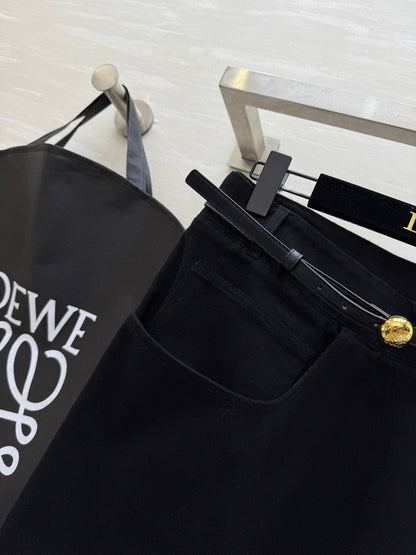 Loewe 25 Belt Skirt Black Cotton