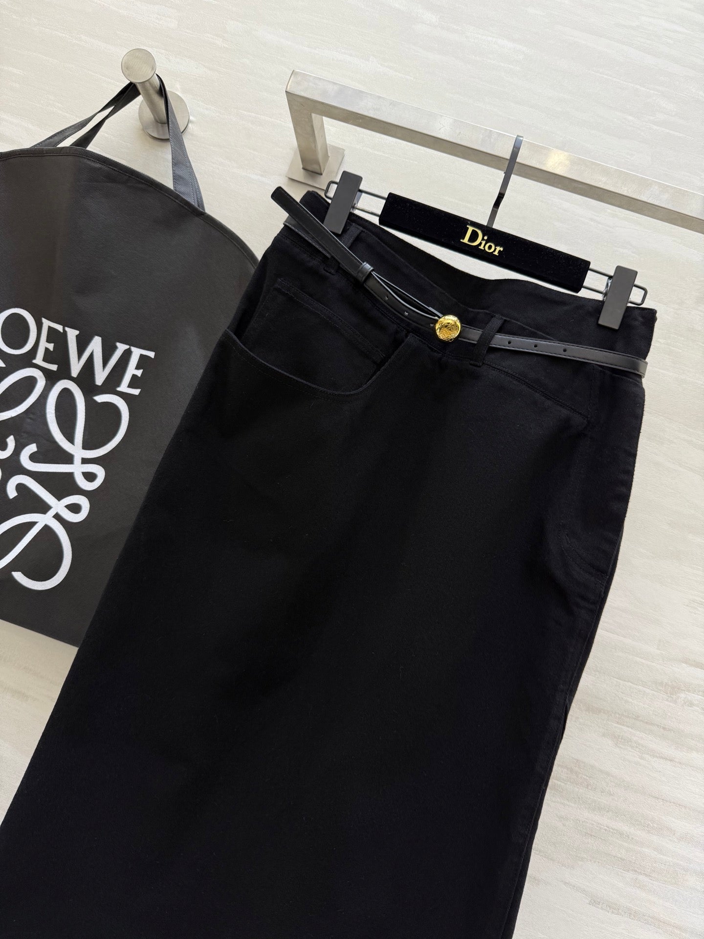 Loewe 25 Belt Skirt Black Cotton