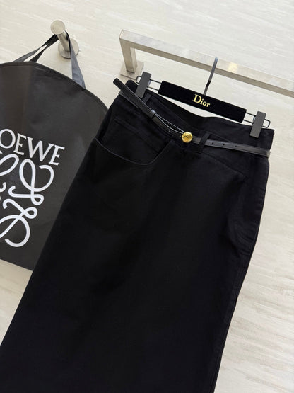 Loewe 25 Belt Skirt Black Cotton