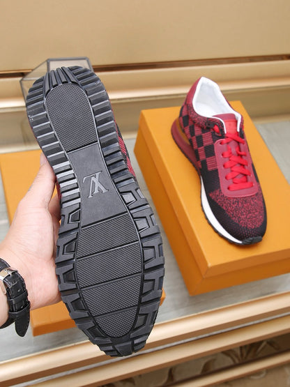 LV CLASSIC SNEAKER IN BLACK MIX SCARLET RED DAMIER