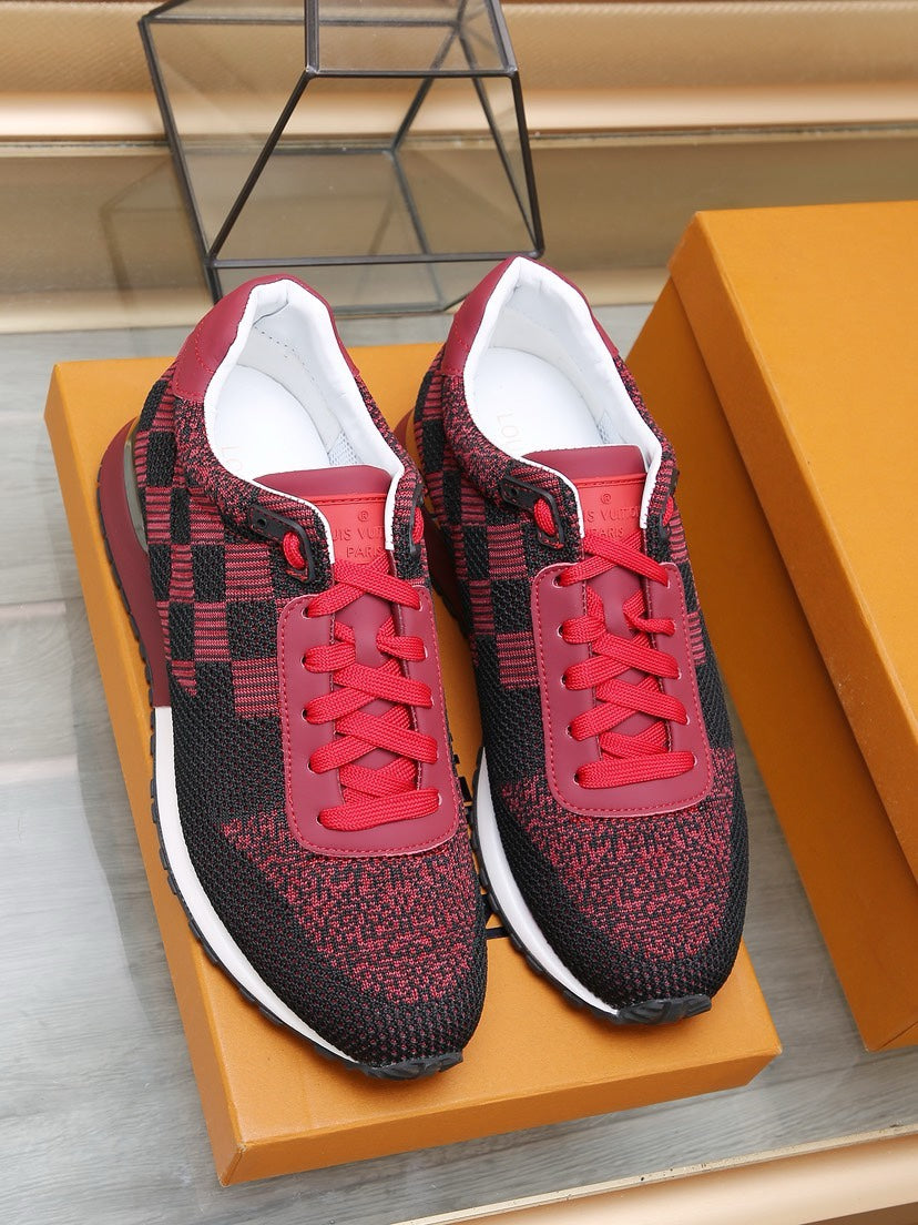 LV CLASSIC SNEAKER IN BLACK MIX SCARLET RED DAMIER
