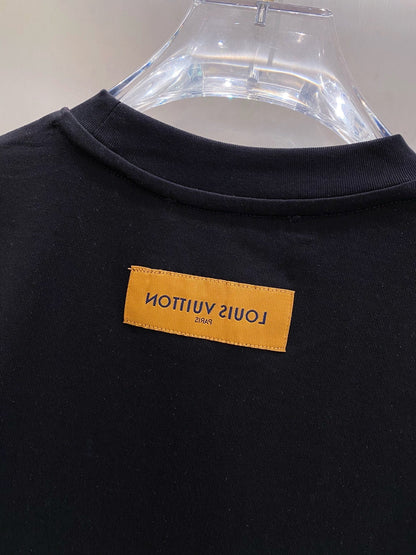LV BLACK COTTON T-SHIRT YELLOW LOGO 238821