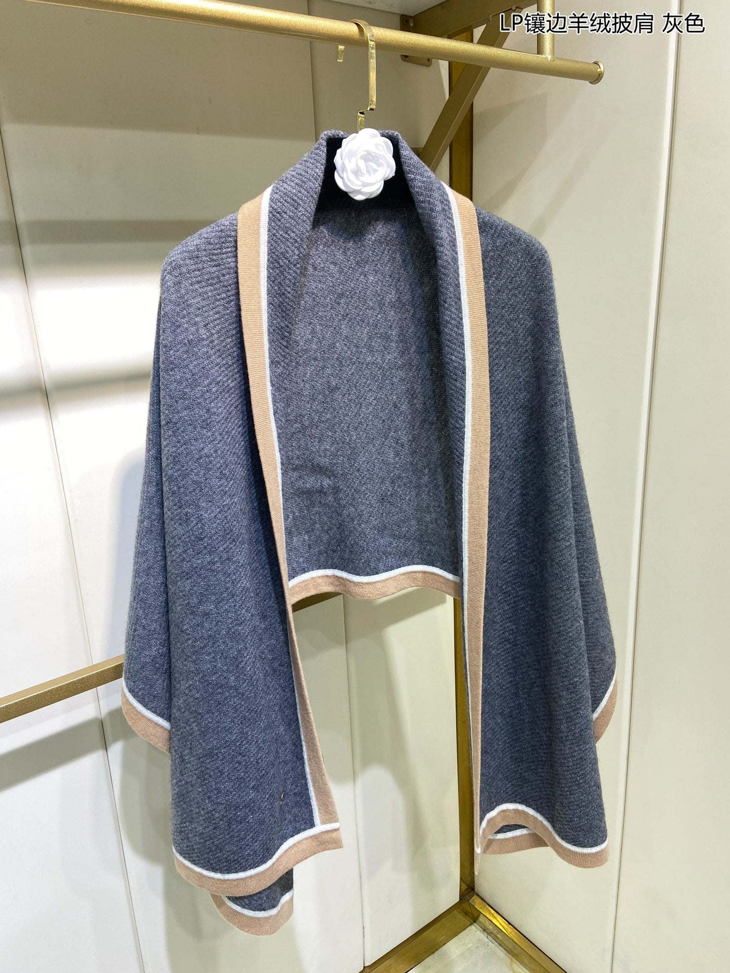 LP Scarf 170 CM In Dark Grey Blue Mix Brown Consinee Cashmere 205598