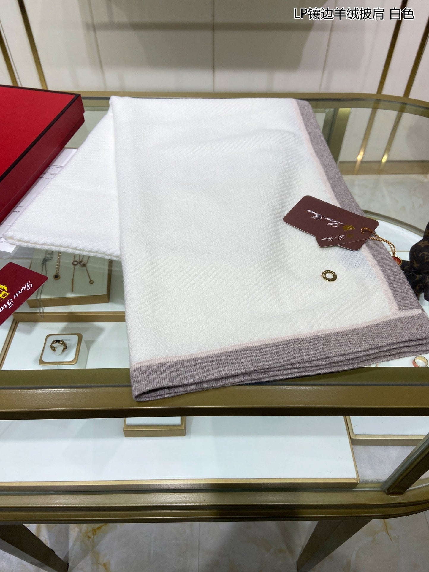LP Scarf 170 CM In White Mix Grey Consinee Cashmere 205599