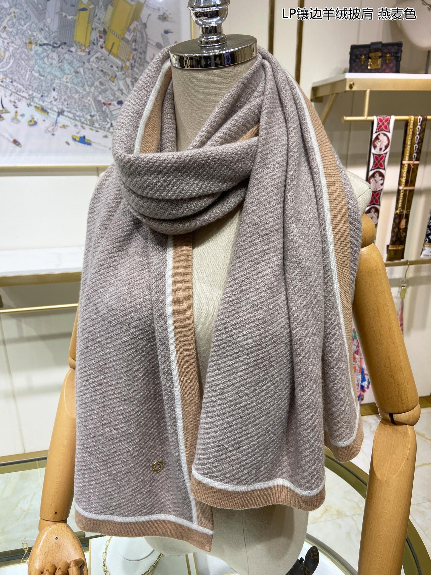 LP Scarf 170 CM In Grey Mix Brown Consinee Cashmere 205600