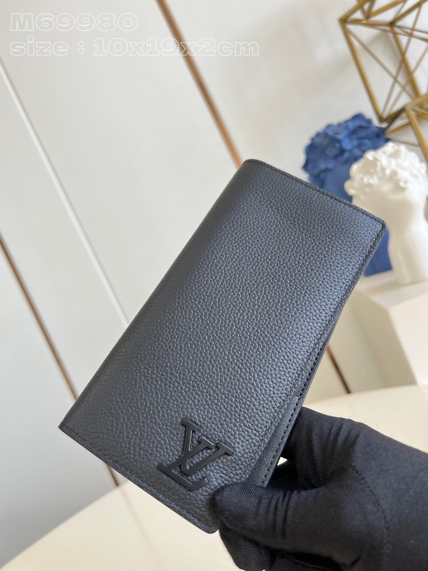 BRAZZA WALLET AEROGRAM 19CM BLACK CALFSKIN