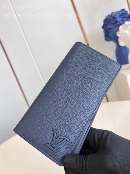 BRAZZA WALLET AEROGRAM 19CM BLUE CALFSKIN