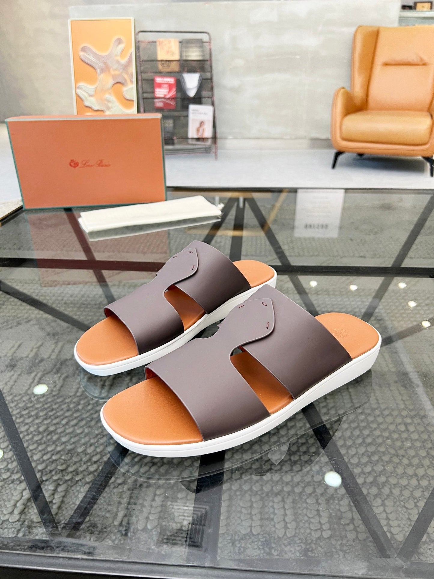 LP CROSSOVER SLIPPERS CHOCOLATE CALFSKIN