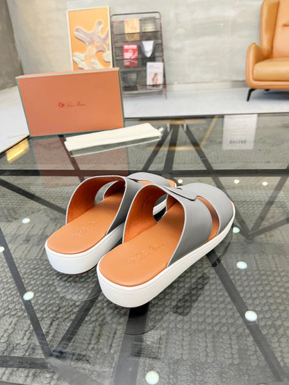 LP CROSSOVER SLIPPERS LIGHT GRAY CALFSKIN