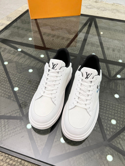 BEVERLY HILLS TRAINERS WHITE MIX BLACK CALFSKIN AND MESH FABRIC