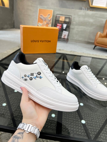 BEVERLY HILLS TRAINERS WHITE MIX BLACK CALFSKIN AND MESH FABRIC